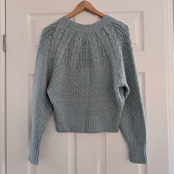American Eagle cable knit crew neck sweater mint green size small - Picture 2 of 16